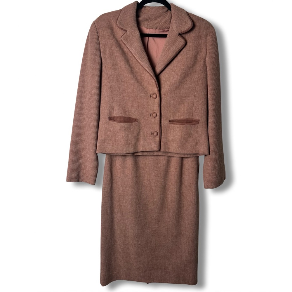 Vintage Women’s‎ Handmade Dusty Pink Skirt Suit Set Blazer + Midi Skirt